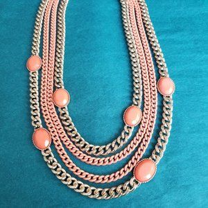 2/15$ Orange and gold tone 4 strand necklace